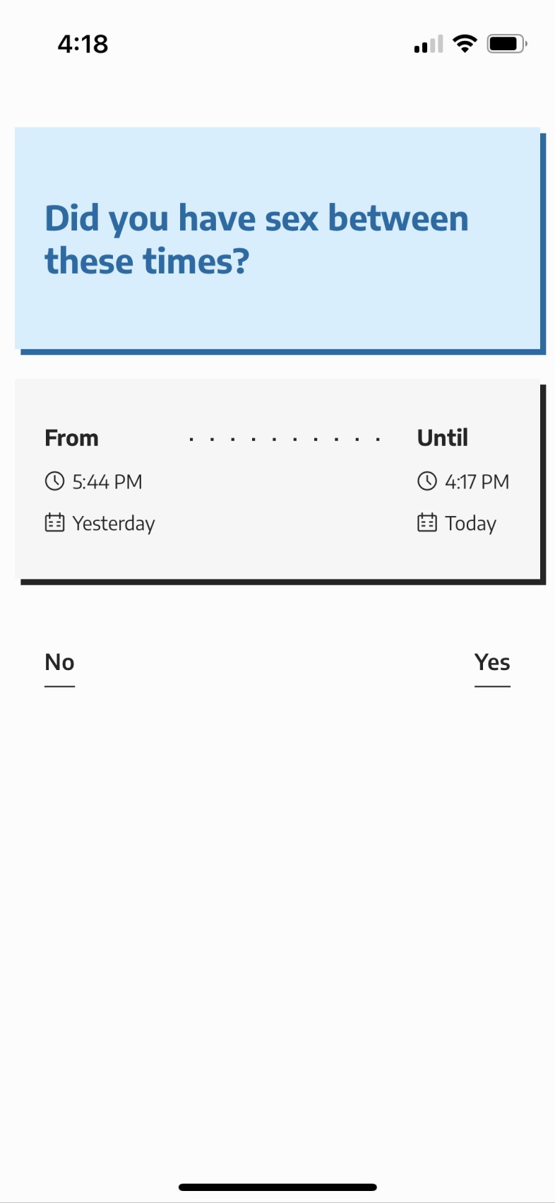 Previous dose recording: sex timing question