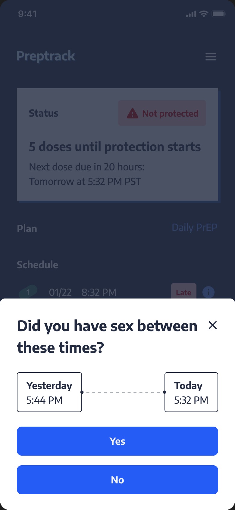Updated dose recording: sex timing sheet